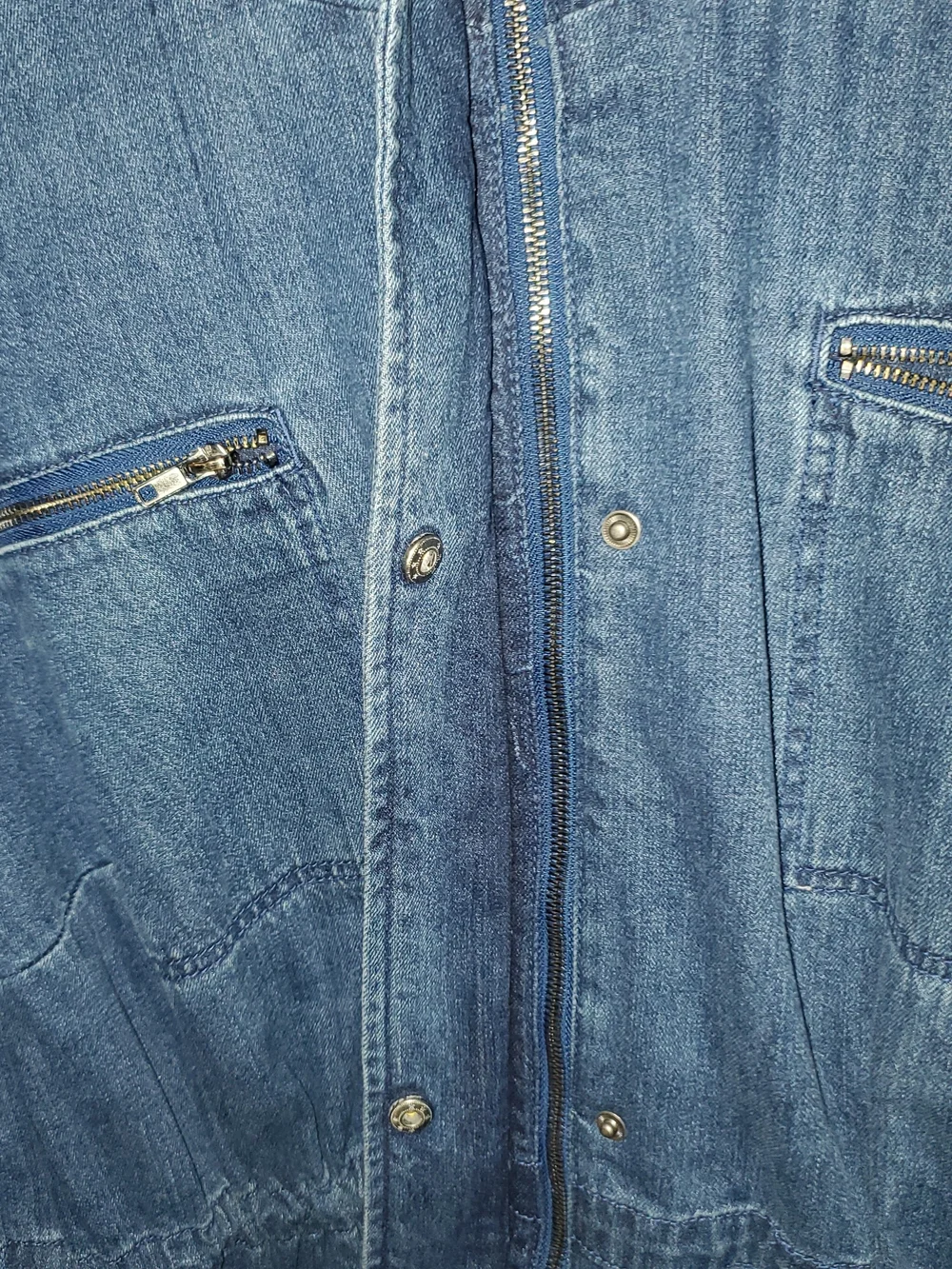 Womens ellos Blue Hooded Denim Jacket with Zip Pockets
